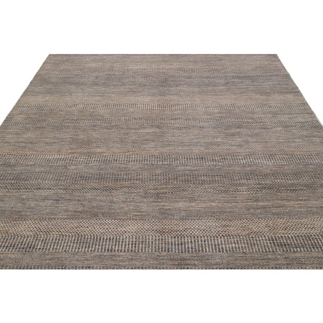 Brown Modern Savannah Wool Rug Handmade in Brown With Geometric Pattern For Sale - Image 8 of 11