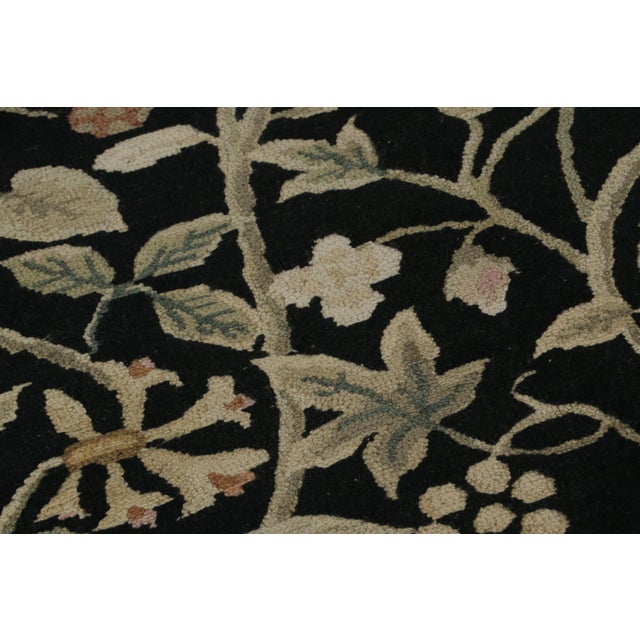 Rug & Kilim’s European Style Rug in Black With Beige and Green Floral Patterns For Sale - Image 9 of 10