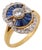 Vintage Diamond Sapphire 18k Yellow Gold Ring, Size 7.5 For Sale