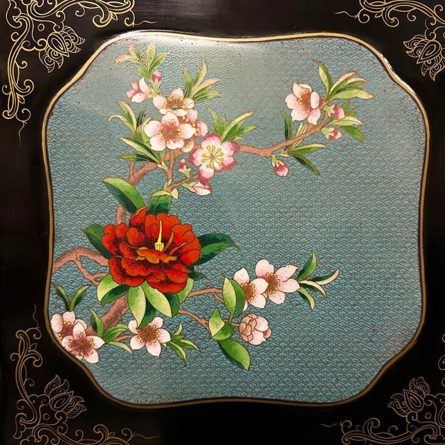 Early 20th Century Chinese Folding Screen/Room Divider With Cloisonne Panels For Sale In Los Angeles - Image 6 of 18