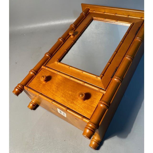 Maple Faux Bamboo Cabinet Mirror on Door Apothecary, Toiletries, Spices, Treasures For Sale In Providence - Image 6 of 8