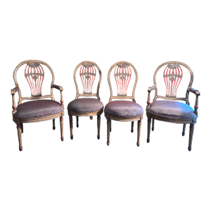 Mid 20th Century Louis XVI Maison Jansen Style Balloon-Back Dining Chairs, Set of 4