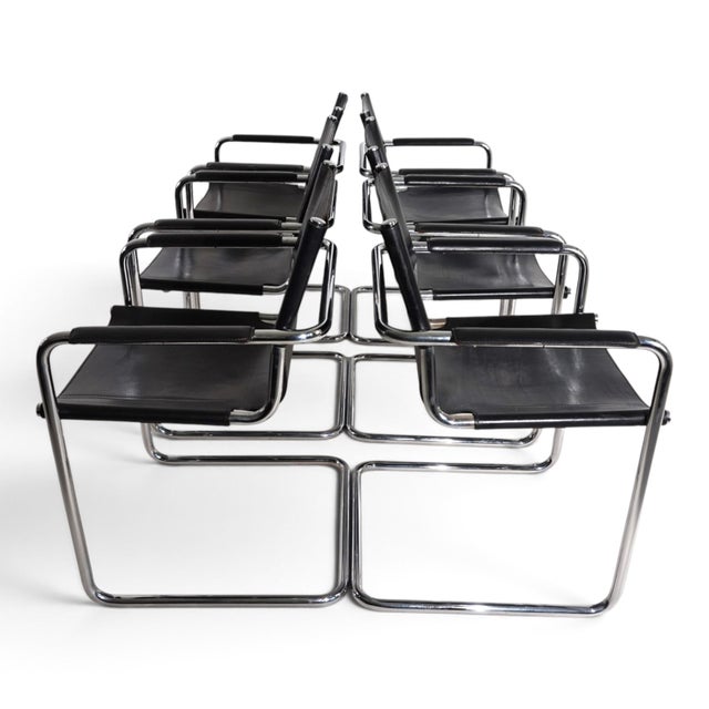 Visitor Chairs in Leather and Chrome by Mart Stam and Marcel Breuer for Matteo Grassi, 1970, Set of 6 For Sale - Image 14 of 18