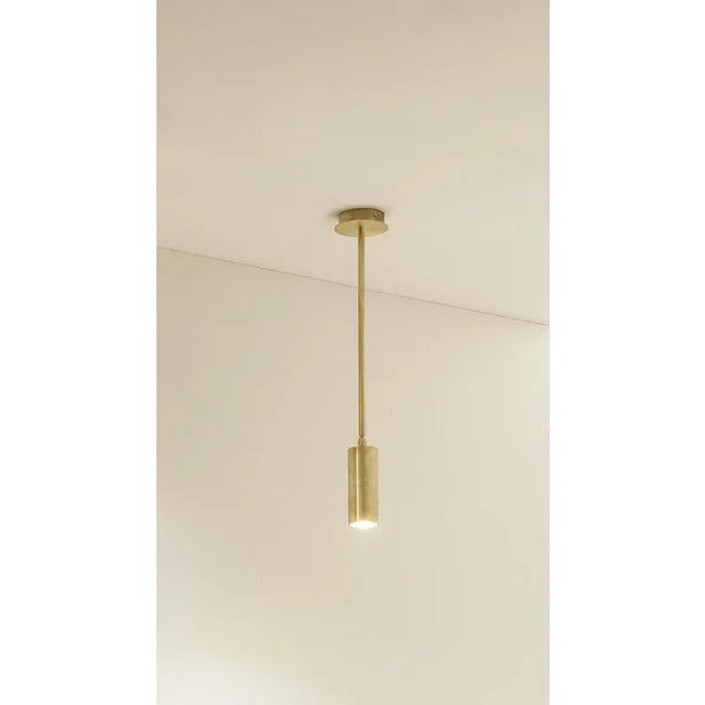Tf510 ceiling lamp in satin brass with an orientable tubular diffuser by daluce dimensions: ø 10 x h 95 cm. Materials:...