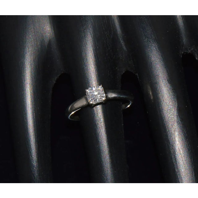 Metal Genuine Tiffany & Co. Lucida Natural .51Cts VVS2 F Diamond 950 Platinum Engagement Ring, size 5.5 For Sale - Image 7 of 10