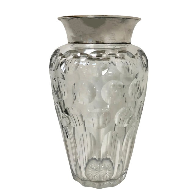 1950s 1950s German Crystal Vase With Sterling Monogram Top For Sale - Image 5 of 9