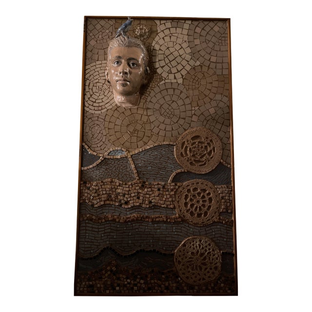 Late 20th Century Cypriot Folk Art Multicolor Mosaic Wall Panel For Sale