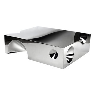 Coffee Table in Mirror Polished Stainless Steel by Barberini & Gunnell For Sale