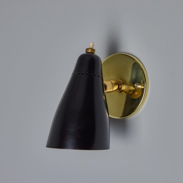 1950s 1950s Giuseppe Ostuni Model #101 Black Articulating Sconces for O-Luce, Unmarked - A Pair For Sale - Image 5 of 12