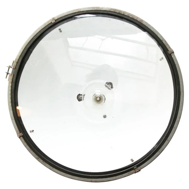 Industrial Large Vintage Industrial Gray Enamel and Glass Pendant Lamp For Sale - Image 3 of 5