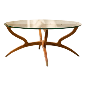 Vintage Mid-Century Modern Sculptural Wood & Glass Coffee Table