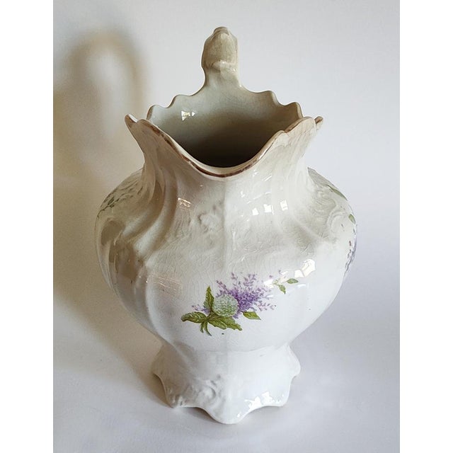 Antique Pitcher With Lilac Floral Design For Sale - Image 6 of 9
