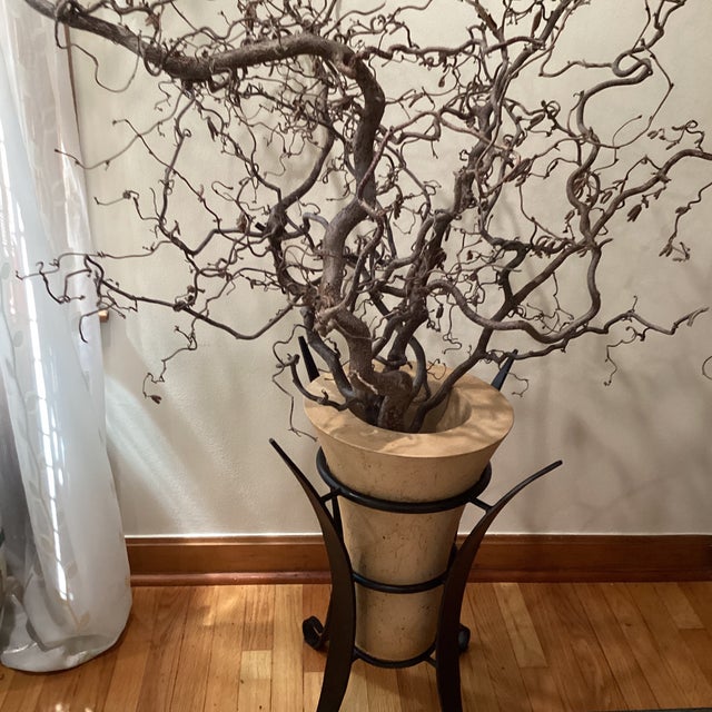 Mid Century Modern Revival Style Wrought Iron Planter/Vase With Scrolling Legs For Sale - Image 12 of 12