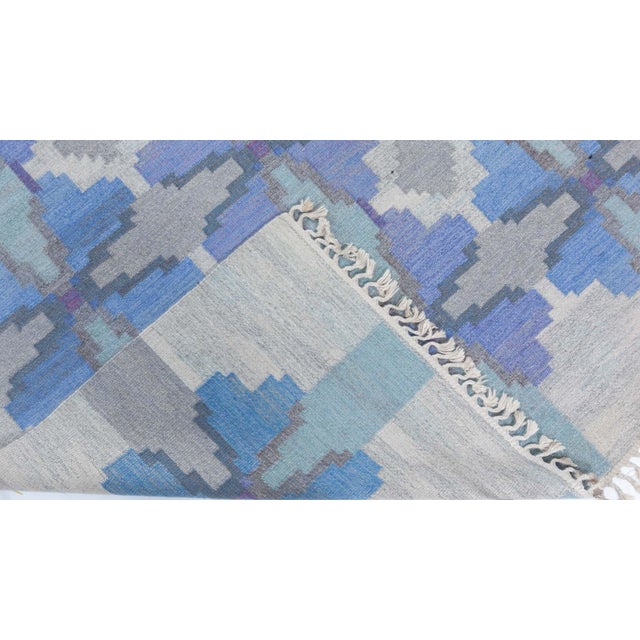 Mid-Century Modern Doris Leslie Blau Vintage Swedish Flat Woven Rug by Judith Johansson For Sale - Image 3 of 11