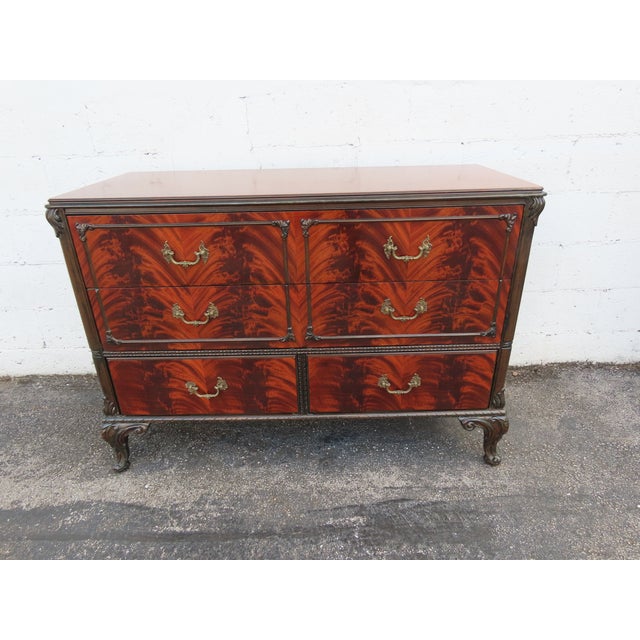 Early 1900s Carved Flame Mahogany Low Dresser Bathroom Vanity 6325 For Sale - Image 12 of 18