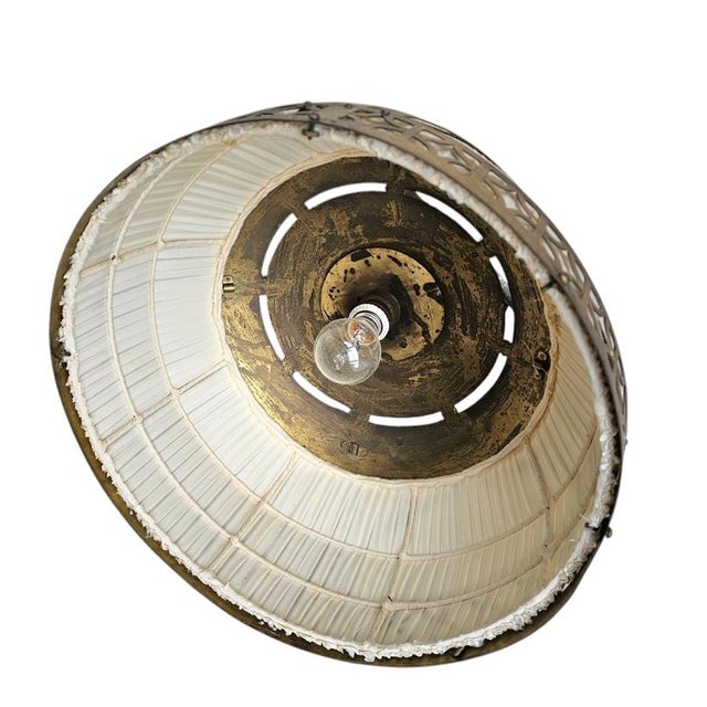 1920s Amsterdam School Copper and Linen Pendant by Johanna Van Eijbergen for G. Dikkers & Co., 1920s For Sale - Image 5 of 9