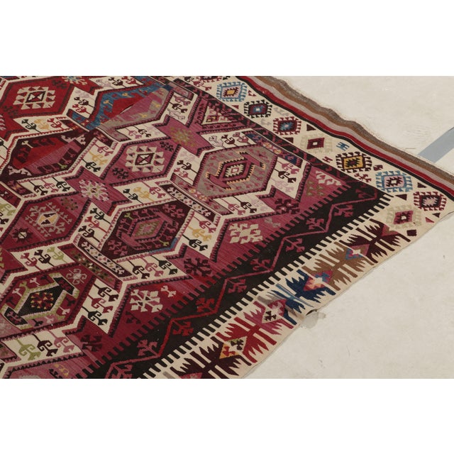 Antique Kilim Rug in Red, Brown, Beige Tribal Geometric Pattern For Sale In New York - Image 6 of 9