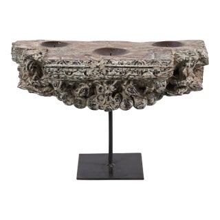 1930's Rustic Wooden Column Base Repurposed Ranch Style Candle Holder For Sale