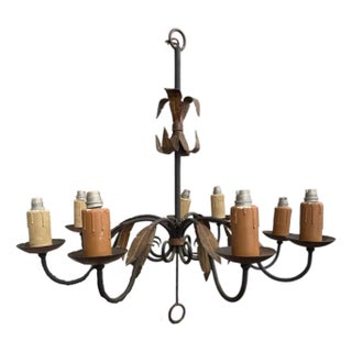 Early 20th Century French Iron Chandelier For Sale