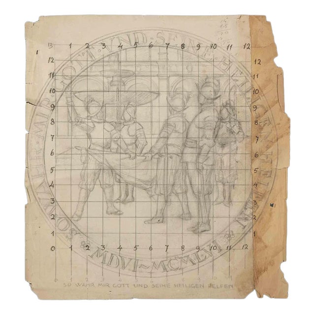 Aurelio Mistruzzi, Study for a Medal, Original Drawing, Early 20th Century For Sale