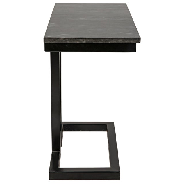 NOIR Alonzo Side Table in Black Metal with Marble For Sale In Los Angeles - Image 6 of 10