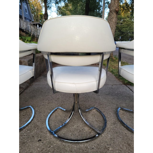 1972 Cal-Style Chrome and Smoked Glass Dining Set With Swivel Chairs - Set of 6 For Sale - Image 12 of 18