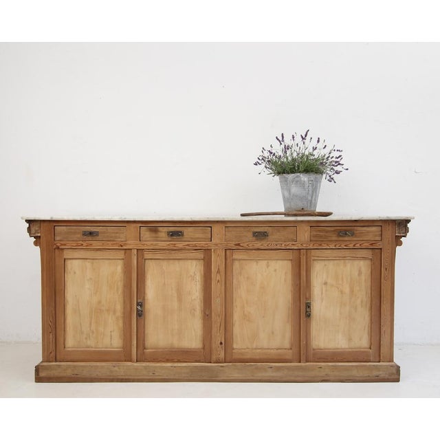 Wood French Pine and Marble Top Counter, Early 20th Century For Sale - Image 7 of 18