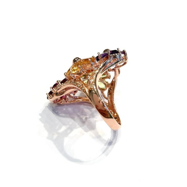 Traditional Bochic "Capri" Amethyst, Citrine & Peridot Ring Set In 18K Gold & Silver For Sale - Image 3 of 18