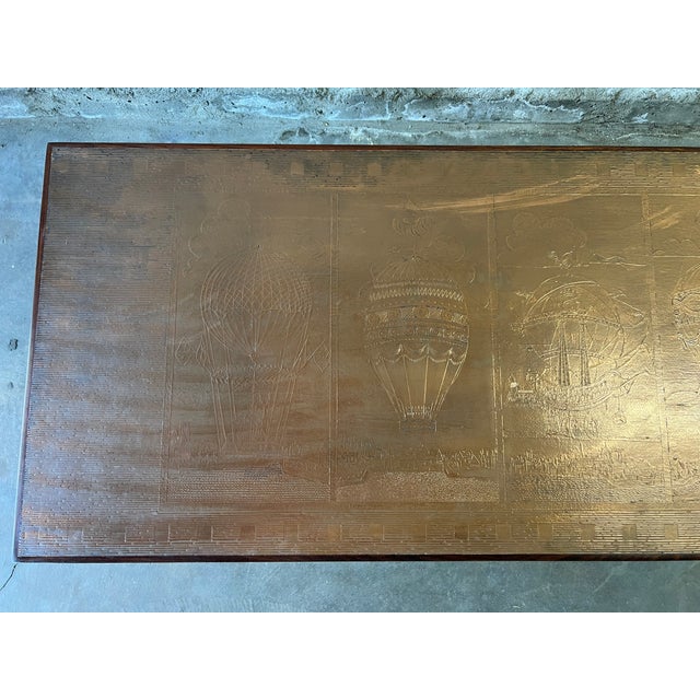 Striking Danish Mid-Century Modern Rosewood Coffee Table With Etched Copper Top For Sale - Image 12 of 12