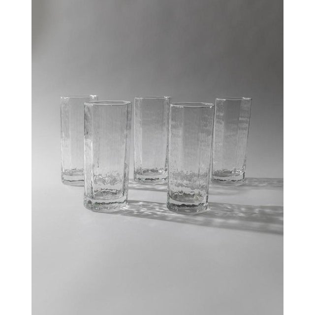 Vintage Octagonal Structured Glasses from Luminarc, 1970s, Set of 5 For Sale - Image 11 of 11