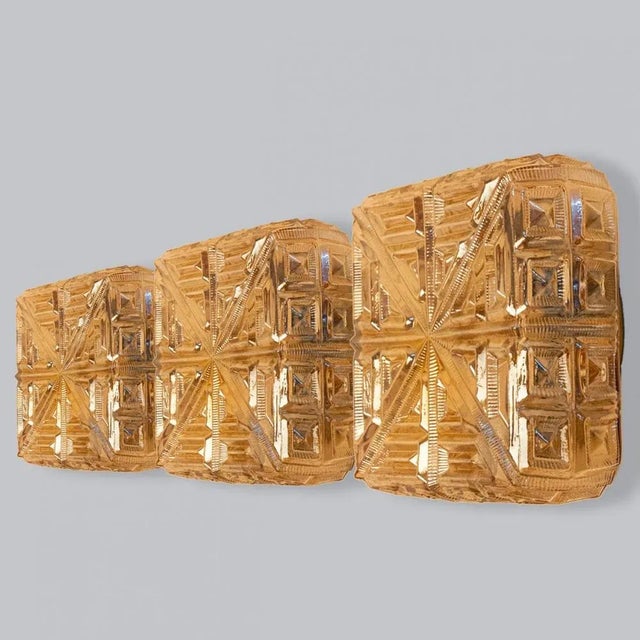 Several Square Amber Glass Flush Mounts, 1960 For Sale - Image 12 of 16