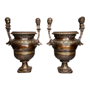 Circa 1850 Neoclassical Patinated Bronze Urns - A Pair