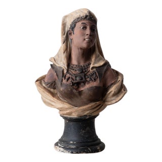 French Orientalist Polychrome Plaster Bust, Circa 1880 For Sale