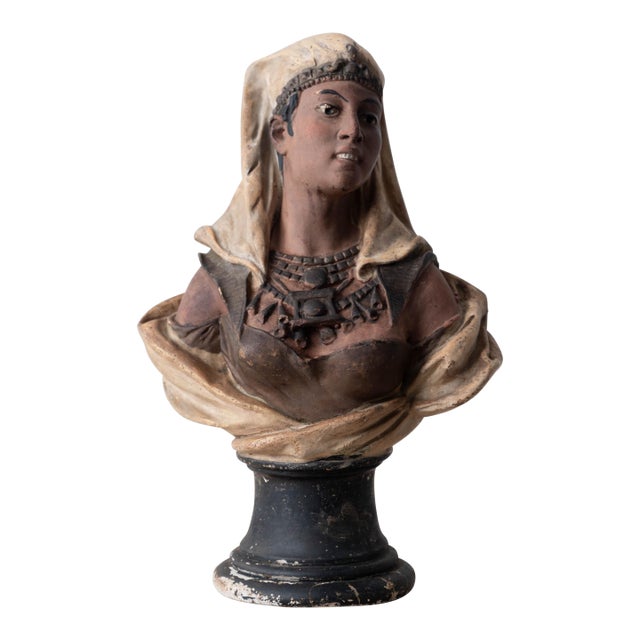 French Orientalist Polychrome Plaster Bust, Circa 1880 For Sale