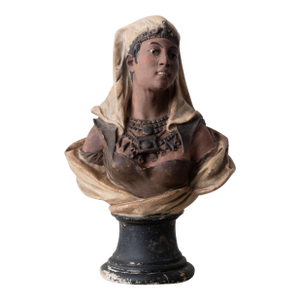 French Orientalist Polychrome Plaster Bust, Circa 1880