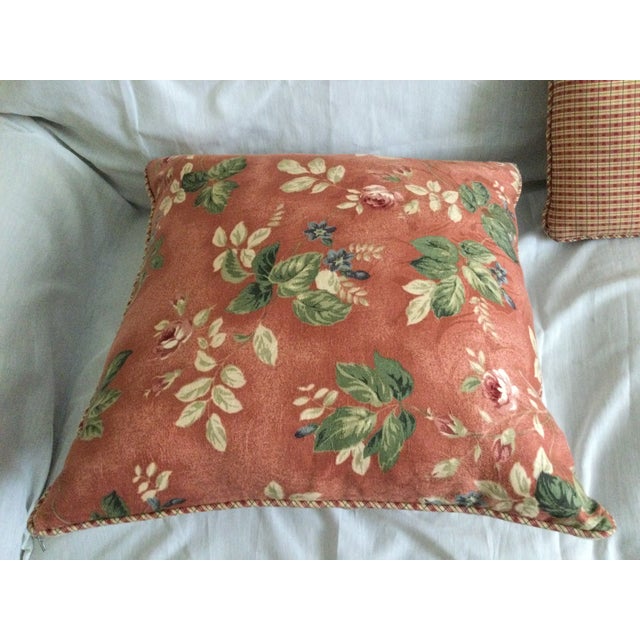 Pretty floral brocade type material with a rusty wine colored back ground with roses and vine print. The backs of the...