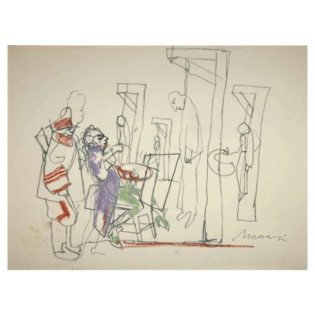 Mino Maccari, The Execution, Original Drawing, Mid-20th-Century For Sale