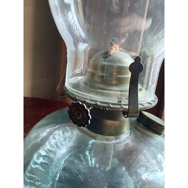 Vintage Mid-Century 1960s Chamber Style Oil Lamp Hurricane Lamp For Sale - Image 4 of 13