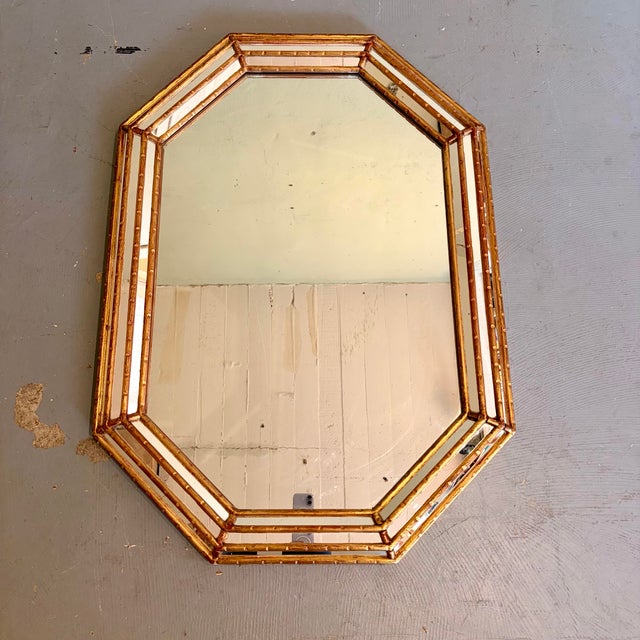 La Barge Vintage Hollywood Regency Octagonal Giltwood & Mirrored Wall Mirror, in the Manner of LaBarge For Sale - Image 4 of 12
