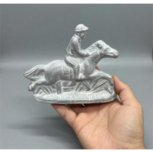 Contemporary Contemporary White-Washed Faux Stone Equestrian Slab Relief - Cast From Antique Schall n.y. Mold - Reproduction For Sale - Image 3 of 5