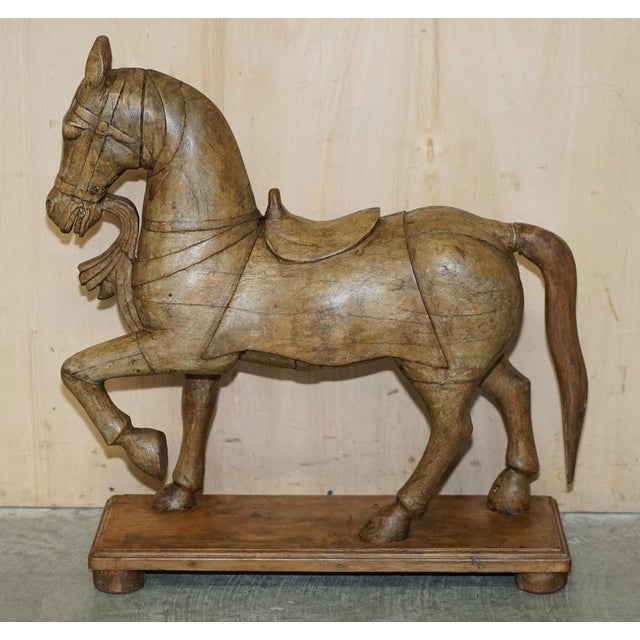 Decorative Hand Carved Wooden Statues of Horses, 1880, Set of 2 For Sale - Image 17 of 18
