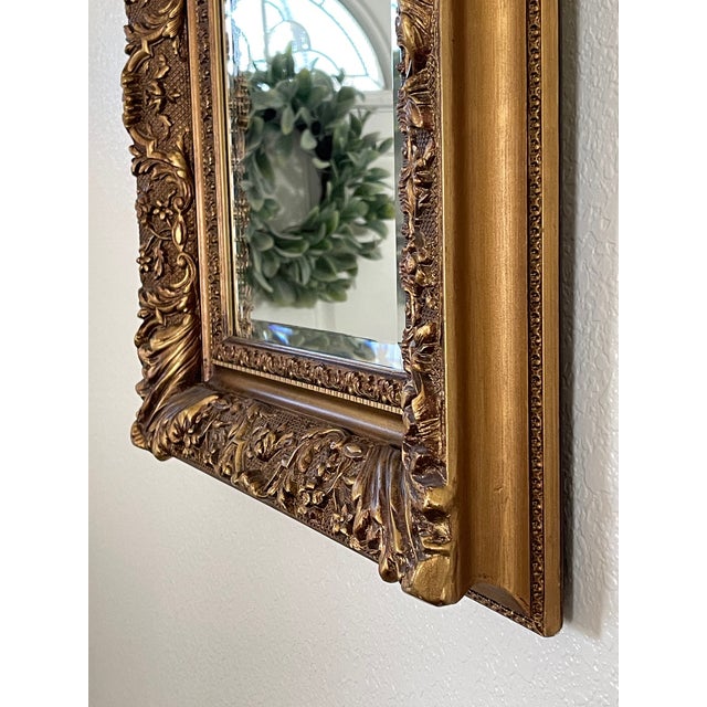 Mid Century Bella French Ornate Giltwood Beveled Wall Mirror For Sale - Image 16 of 18