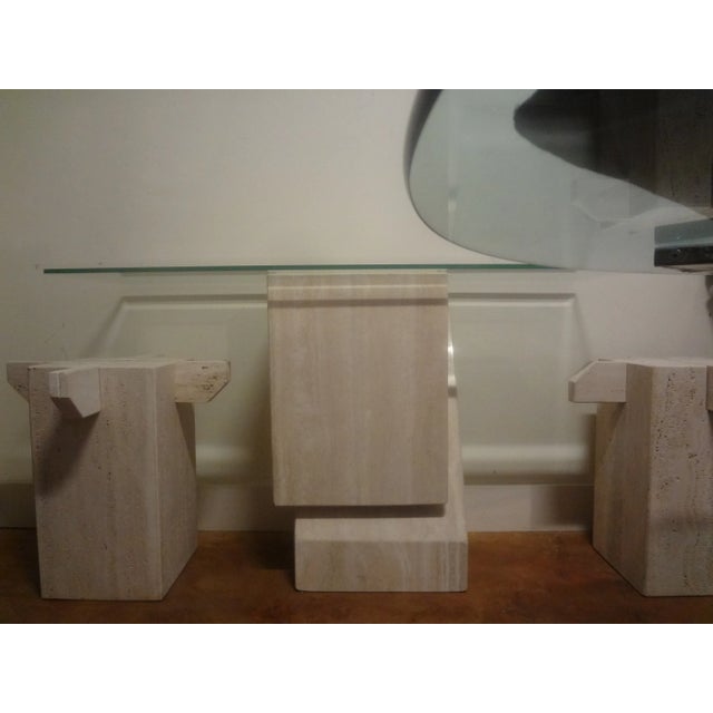 Angelo Mangiarotti 1970s Italian Postmodern Travertine Console Attributed to Angelo Mangiarotti For Sale - Image 4 of 12