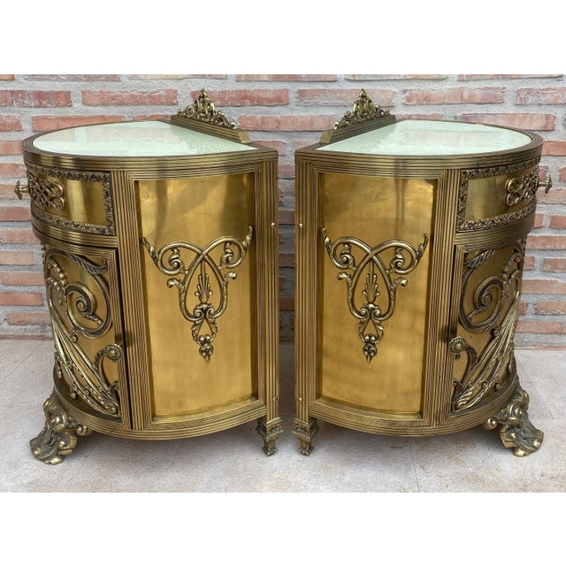 Pair of Louis XVI Style Bronze Demilune Cabinets, 20th Century For Sale - Image 11 of 18