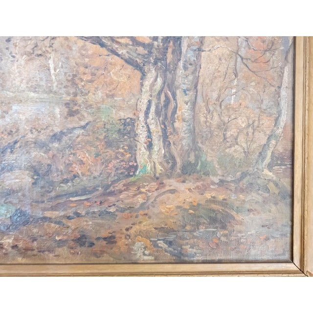 19th or 20th Century American Impressionist Wooded Landscape Painting, Signed Illegibly For Sale - Image 9 of 17