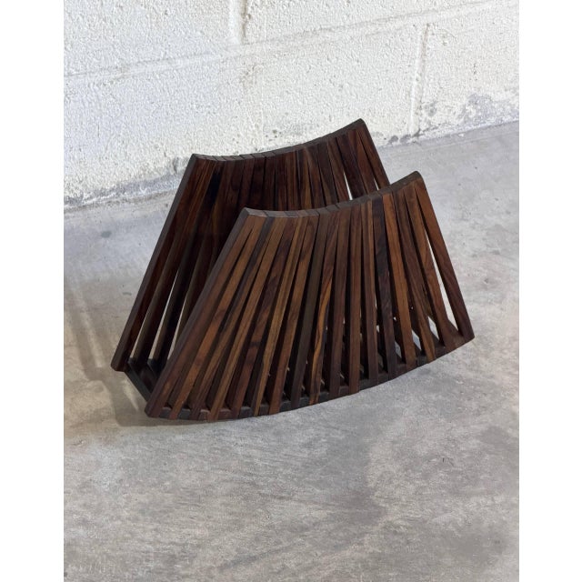 Vintage Danish Modern Sculptural Rosewood Folding Fruit Bowl Centerpiece For Sale - Image 4 of 8