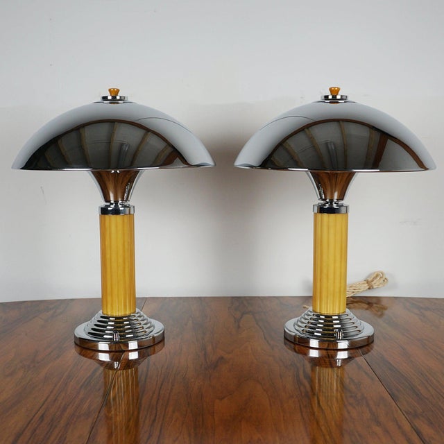 Art Deco Dome Lamps, 1940s, Set of 2 For Sale - Image 6 of 6