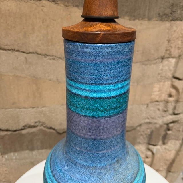 1960s Aldo Londi Bitossi Table Lamp Stripped Blue Mid-Century Modern For Sale - Image 5 of 13