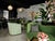 Palm Collection Black Green Performance Fabric Bar Stool With Cane Back W/ Brass Kickplate For Sale In Houston - Image 6 of 7