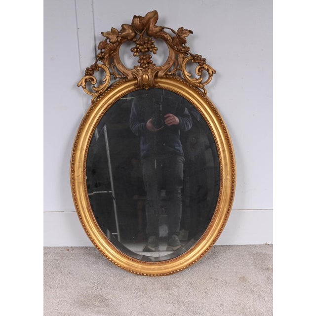 Regency Gilt Oval Mirror, 1860s For Sale - Image 4 of 9